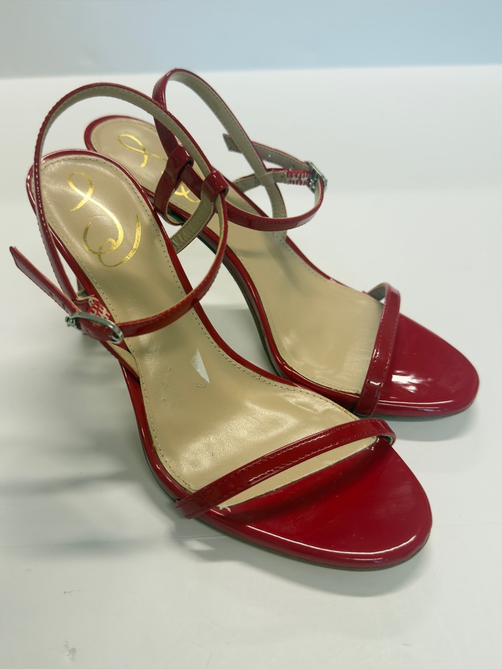 Sam Edelman Doran Red Patent Strappy Stiletto Heels Sandal Size 6.5 EUC